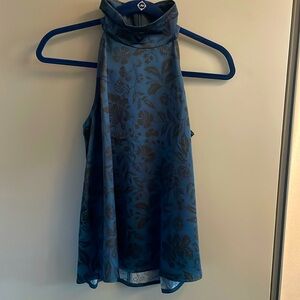 Ann Taylor Tops | Shimmer Floral Halter Top | Color: Black/Blue | Size:sp